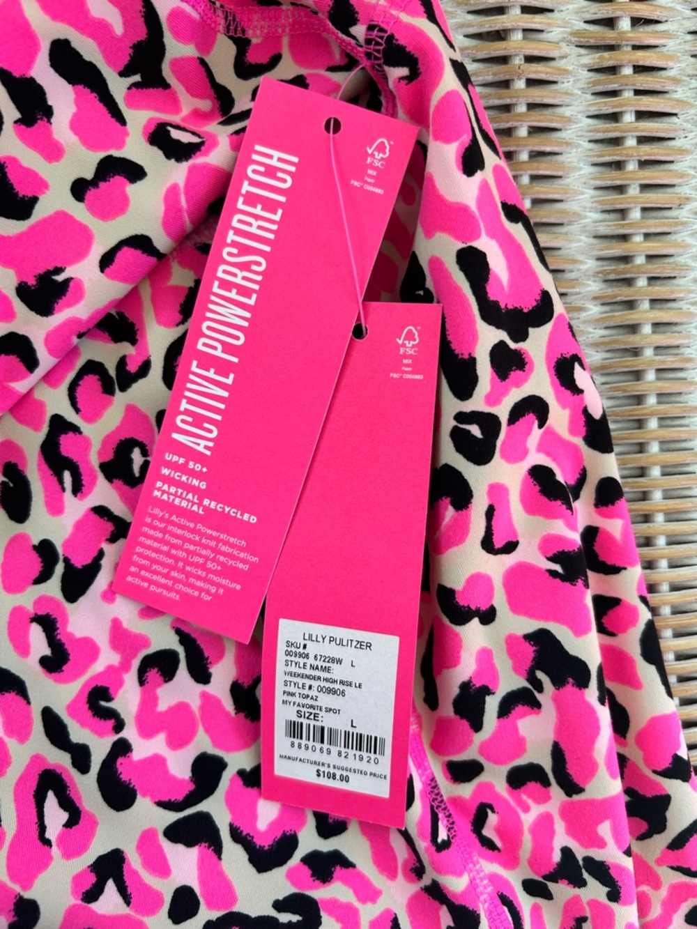 Lilly Pulitzer Luxletic Weekender High Rise Leggings Pink Leopard Size L #91 - Picture 12 of 12